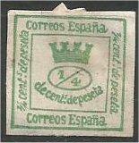 SPAIN, 1873, used 1/4c Crown  Scott 190
