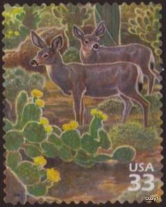 USA 1999 Sc#3293f 33c Sonora Desert Mule Deer UNUSED.