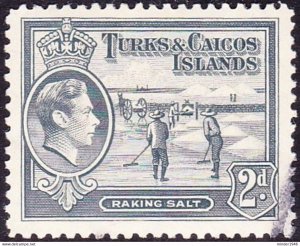 TURKS & CAICOS ISLANDS 1945 KGVI 2d Grey SG198 FU