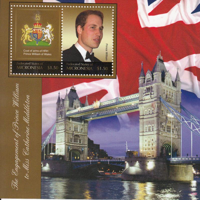 Micronesia Royalty Stamps 2010 MNH Royal Engagement Prince William 2v S/S II 