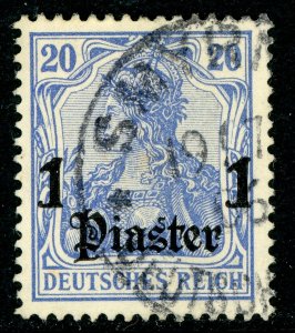 Germany 1905 Offices in Turkey 1 Piaster /20pf Ultra Unwmk Scott # 33 VFU R130