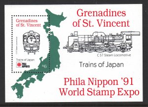 St Vincent Grenadines 789 Train Souvenir Sheet MNH VF