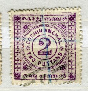 INDIA COCHIN; 1903 early classic Local Numeral issue used SHADE of 2p. value