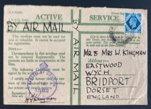 1943 British Field Post Palestine Active Service cover To Bridport England