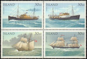 Iceland #745, Complete Block of 4, 1991, Ships, Never Hinged