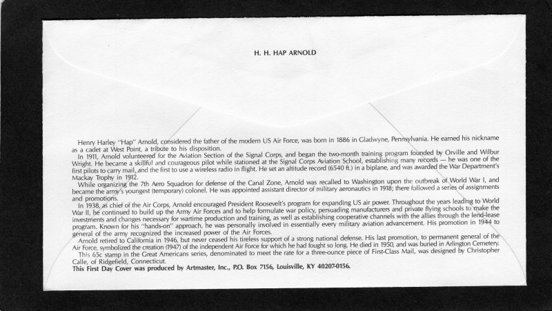 2191 Hap Arnold, FDC Artmaster