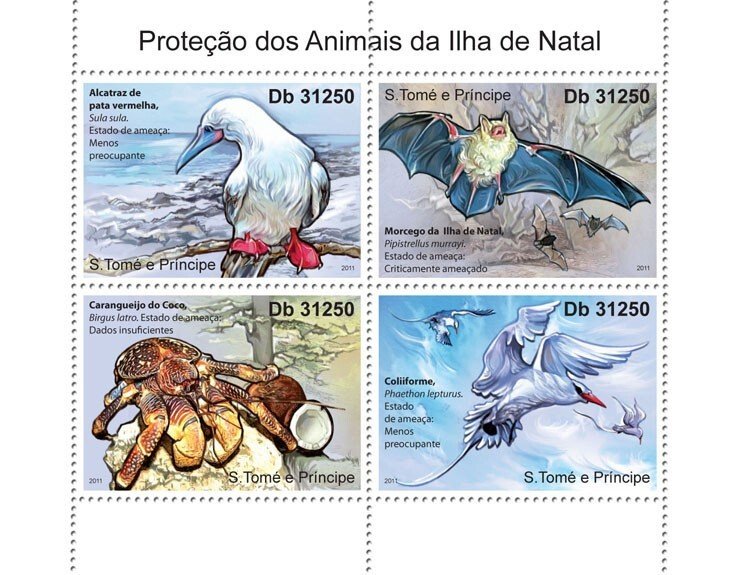 SAO TOME - 2011 - Protect of Animals, Natal Is.- Perf 4v Sheet-Mint Never Hinged