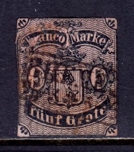 Germany (Bremen) - Scott #2 - Used - Spacefiller with faults - SCV $300