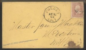 USA 1860s PUEBLO Colorado Terriitorial Territory Cover 108799