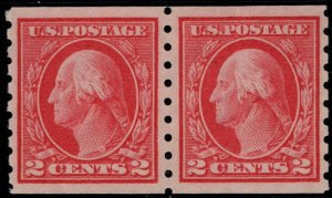 US #413 VF/XF mint never hinged, Pair, fresh color, well centered, faint bend...