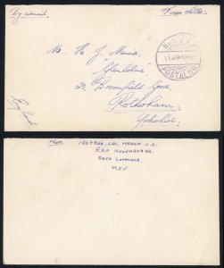 Aden 1946 Stampless cover to the UK