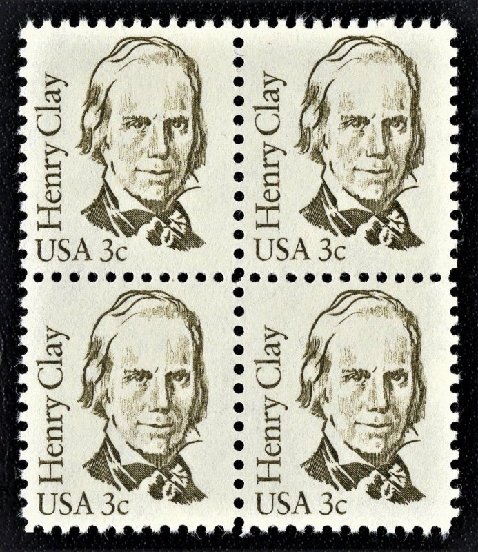 US 1846 MNH VF 3 Cent Henry Clay Statesman Block of 4