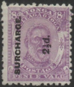 Tonga 1894 SG23 2½d on 8d mauve King George I MH