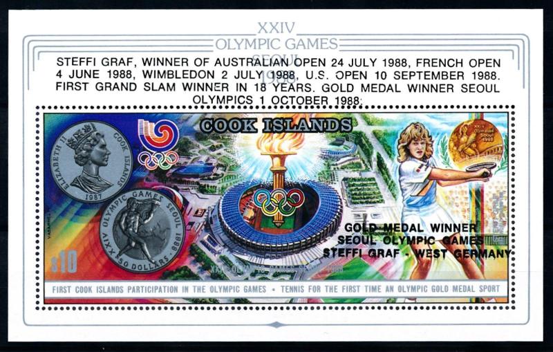 [92150] Cook Islands 1988 Olympic Games Seoul Tennis OVP Sheet MNH