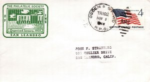 4c U.S. FLAG STAMP CANCELLED RMS AND AT OGDEN & S.F.  - R. P. O.  TRI02 1960