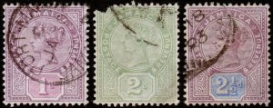 Jamaica Scott 24-26 (1889-91) Used G-F Complete Set, CV $10.00 M