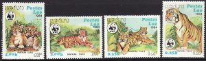 1984 Laos World Wildlife Fund WWF Tigers MNH Sc# 517 / 520 CV $14.00