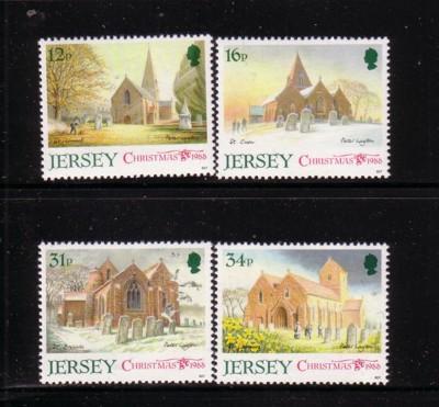 Jersey Sc 467-70 988 Christmas, Parish Churches, stamp set mint NH