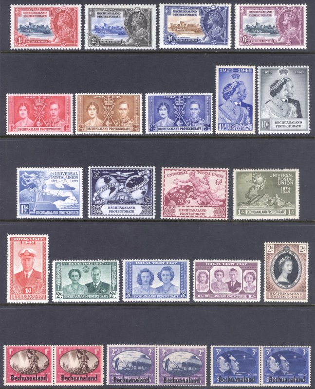 Bechuanaland 1935-1953 Commemoratives Scott 117-/-153 SG 111-/-142 MLH Cat $64