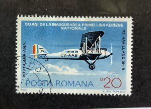 Romania 1976  Scott  C200  used - 20b, Romanian Airline 50th Anniv., Airplane