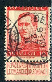 Belgium; 1912: Sc. # 103; O/Used Single Stamp with label