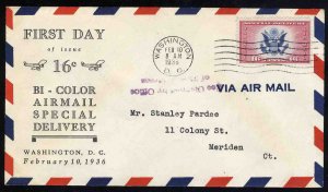 United States First Day Covers #CE2-34, 1936 16c Great Seal, Linprint cachet ...