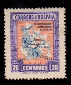 Bolivia - #C105 Map of Bolivia Airlines - MH