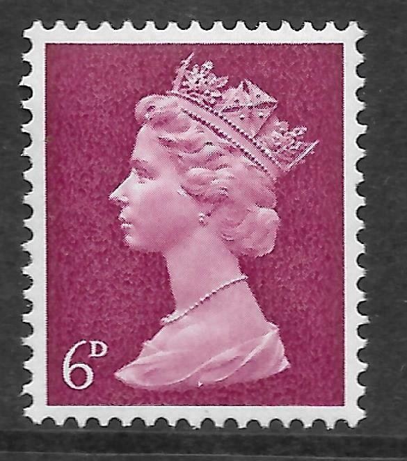 Sg 736by 6d Claret Pre-decimal Machin missing phosphor - UNMOUNTED MINT/MNH 