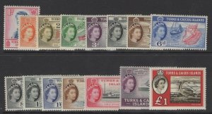 TURKS & CAICOS ISLANDS SG237/50+253 1957 DEFINITIVE SET MTD MINT