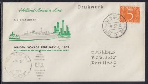 Netherlands Maiden Vovage -Feb 6, 1957 S. S. Statendam to New York