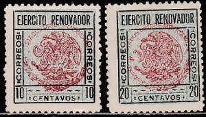 MEXICO-Sinaloa 1-2, REVOLUTIONARY ISSUE. Unused, LIGHTLY HINGED, OG. F-VF