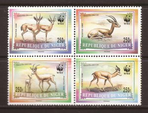 1998 Niger - Sc 983-6 - MNH VF - Block of 4 - WWF - Gazella dorcas