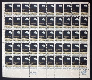 Scott 1371 APOLLO 8  Sheet of 50 US 6¢ Stamps 1969 NH, Selvage Flaw Corner Bend