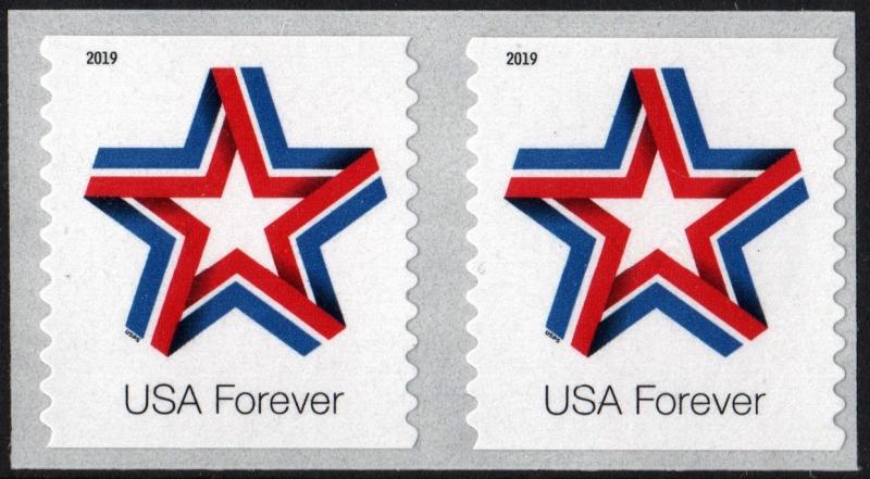 SC#5362 (55¢) Star Ribbon Coil Pair (2019) SA