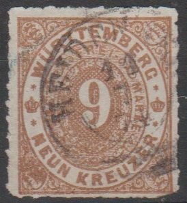 Mi: 40b   used  1869   Wurttemberg  Cat € 500