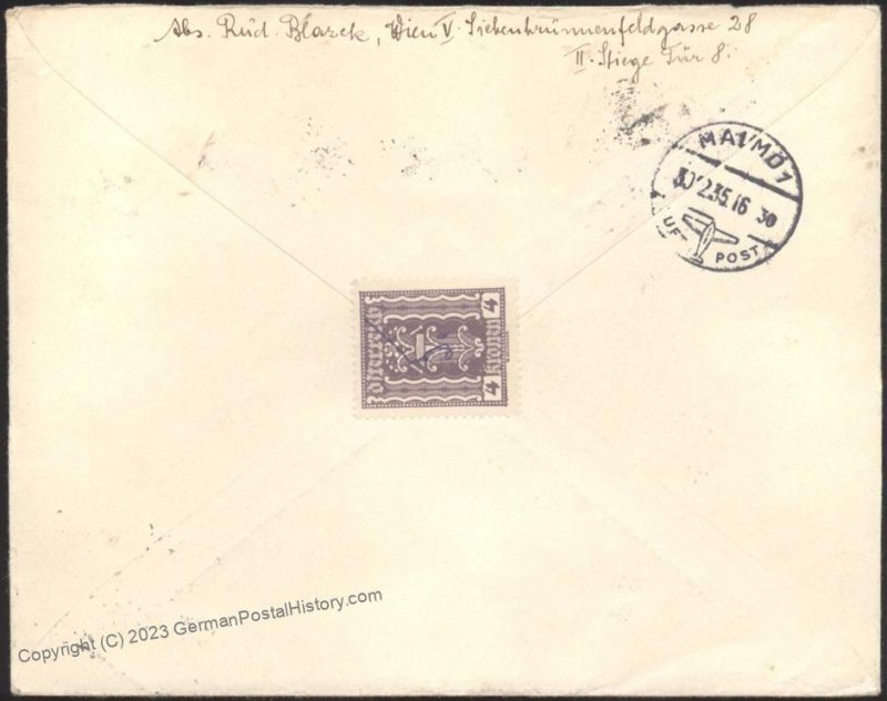 Austria 1935 Vienna Flight Flugpost Airmail Cover  Stockholm Sweden 110613