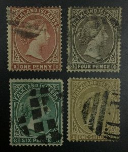 MOMEN: FALKLAND ISLANDS SG #1-4 1878 NO WMK USED £725 LOT #62112