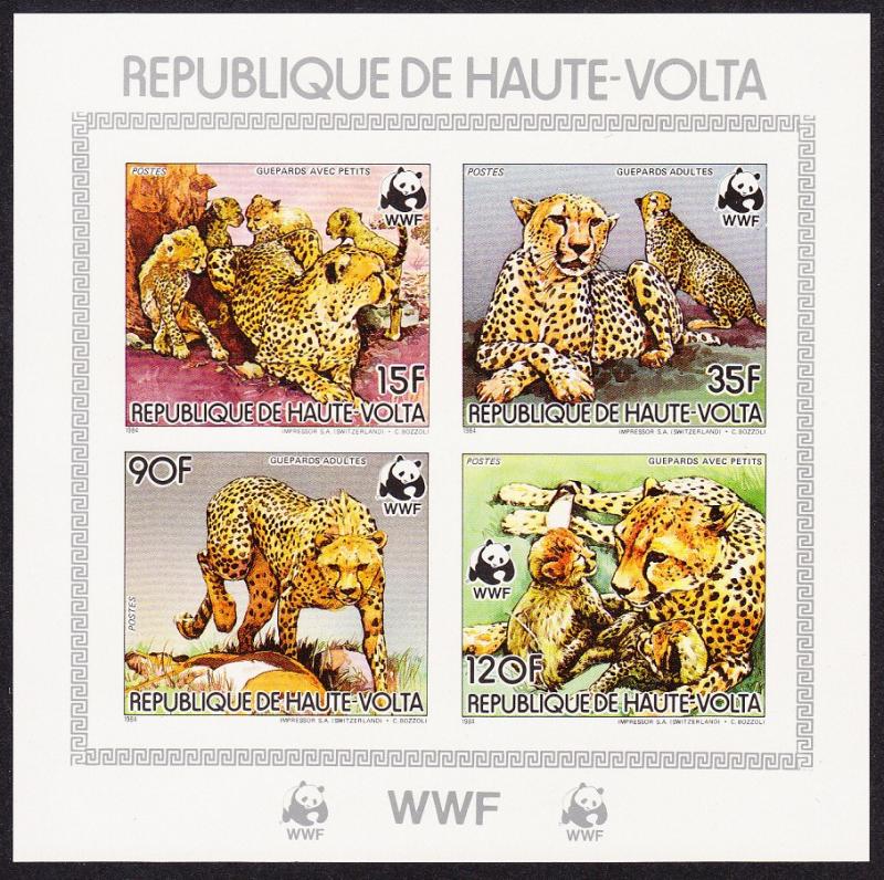 Upper Volta WWF Cheetah Souvenir Sheet imperforated