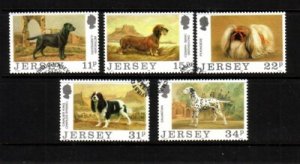 Jersey Sc 447-51 1988 Dog Club stamp set used