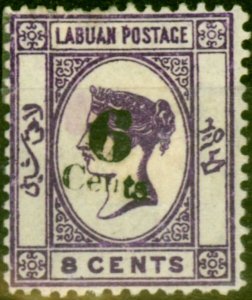 Labuan 1891 6c on 8c Deep Violet SG34 Fine Mtd Mint