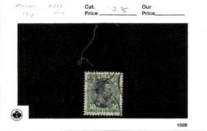 Denmark, Postage Stamp, #111 Used, 1918 King Christian (AB)
