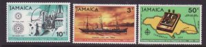 Jamaica-Sc#319-21- id7-unused NH set-Telegraph service-Ships-Maps-1970-