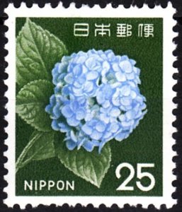 JAPAN 1966 Definitive with NIPPON: FLORA Plants Flowers. Hortensia 25Y, MNH