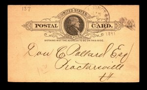 1891 Essex Junction & BOS RPO Card / Minor Crease - L23669