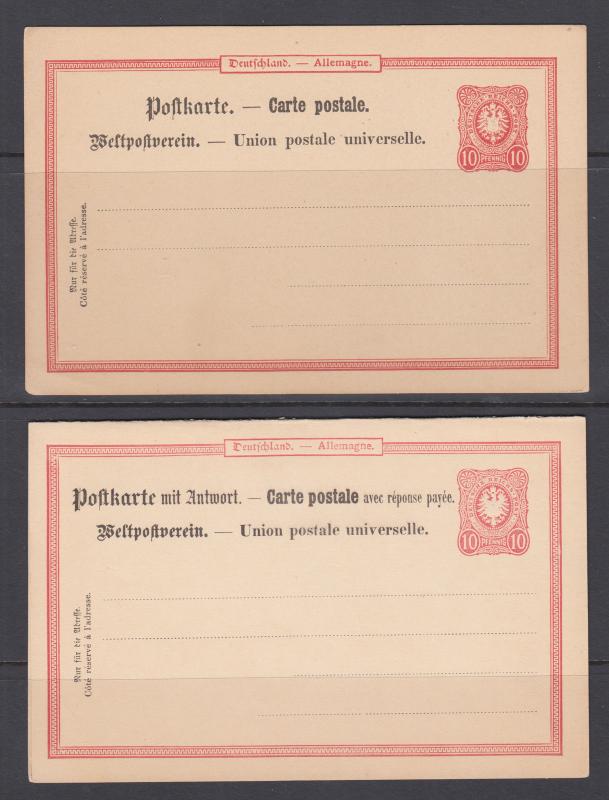 Germany Mi P14, P15, unused. 1886 Postal cards, 2 diff, 10pf Postal & Reply Card