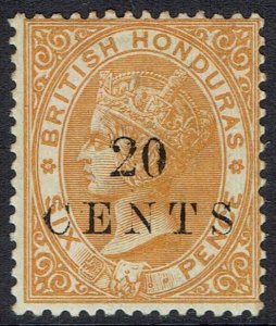 BRITISH HONDURAS 1888 QV 20C ON 6D SMALL NUMERAL