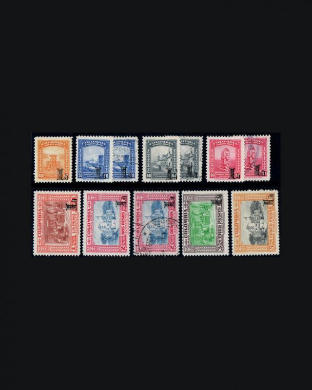 VINTAGE:COLOMBIA 1951 USD LH,8 OGNH USD SCOTT C200-207 $139 EST NH LOT#COL1951Y