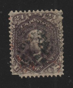 1862 Washington Sc 78 used 24c lilac single CV $400 fault