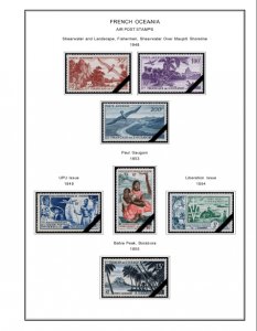 COLOR PRINTED FRENCH OCEANIA 1892-1956 STAMP ALBUM PAGES (27 illustrated pages)