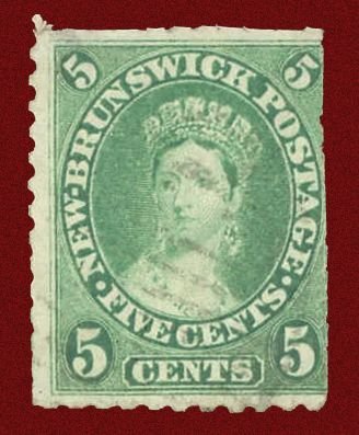 New Brunswick Scott 8 F Used-1860 5¢ Victoria-Trimmed Perfs-See Details